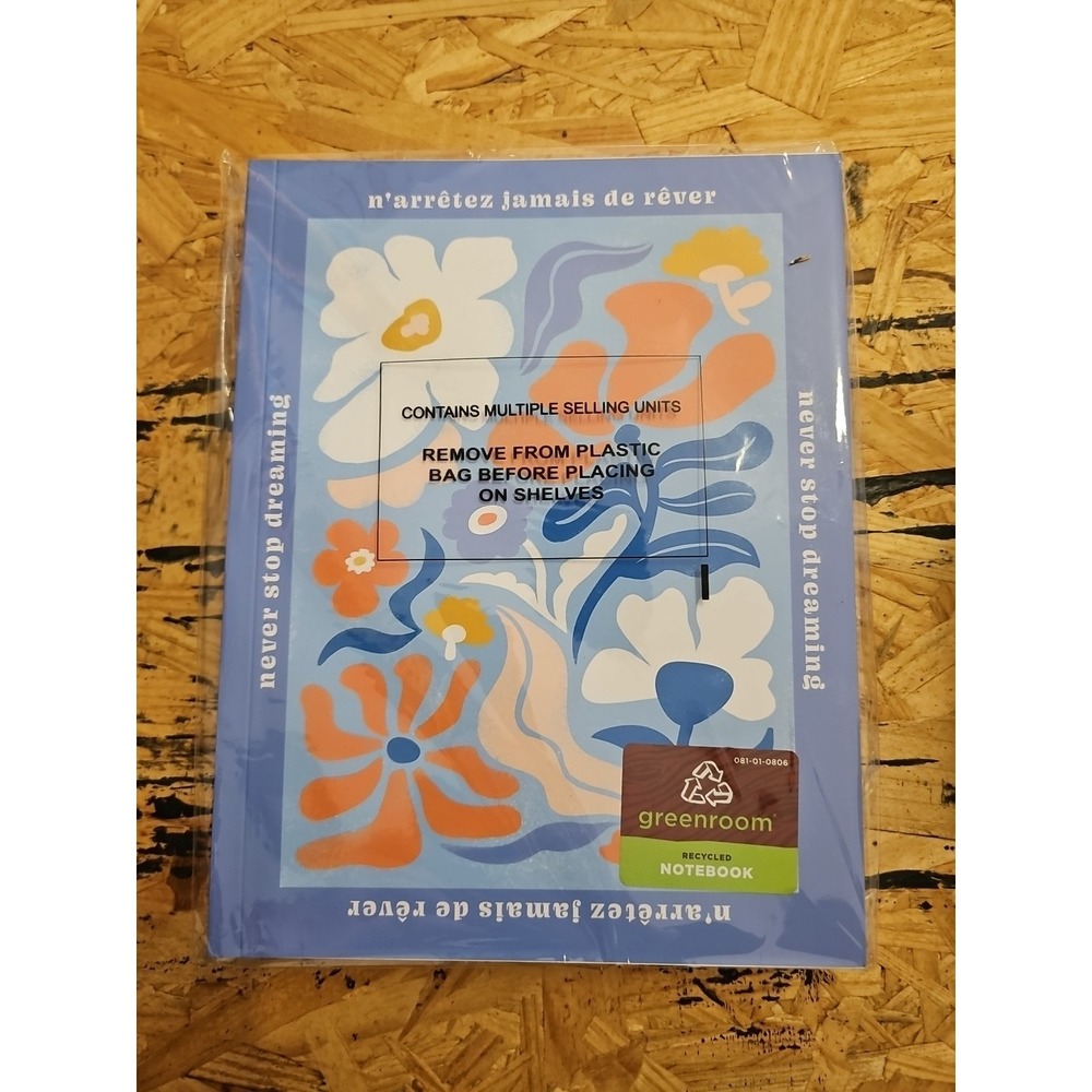 NEW Greenroom Blank Journal Softcover Graphic Flowers Periwinkle Blue‎ 3PK